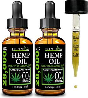 Greenive 744110423990 2 Pack Best Hemftp Oil Drops For Pain Relief Stress Sleep Pure Organic 28 000mg V