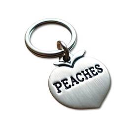 Ht4599d45 Hand Trades Custom Engraved Peach Pet Id Tag - Personalized Dog Cat Name Standard Silver