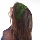 Handmade Green Headband Wide Bandana Yoga Sports Batik Cotton Boho