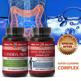 Health Solution 601133620068 Probiotics - Anti Parasite Complex And Candida Away Combo Deal 1 Bottles