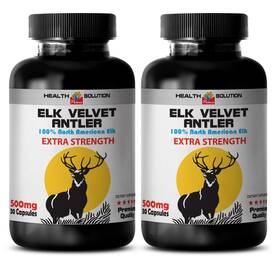 Health Solution 739862240940 Elk Velvet Antler Powder 500mg - Sexual Buster 60 Capsules 2 Bottles