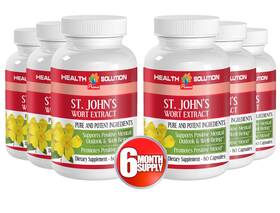 Health Solution 739862242128 St. Johns Wort Plant - Well Being. Promotes Positive Mood 6 Bottles 360 Caps