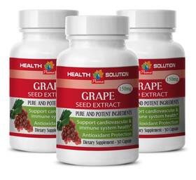 Health Solution Usa 609779841175 Antioxidant Formula - Grape Seed Extract 150mg Collagen Producing 3 Bottles
