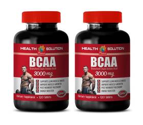 Health Solution Usa 788619546286 Muscle Repair Vitamins - Bcaa 3000mg 2 Bottles Energy Supplement 240 Tablets