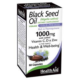 Healthaid 761949829915 Black Seed Oil Capsules 1000mg 60 Count Cold-pressed With Vitami