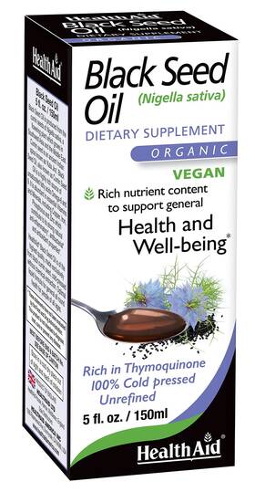 804323 Healthaid Black Seed Oil 100 Pure Natural Cold-pressed Organic 150mg Thymoquinone