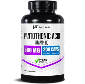 Healthfare 850031157378 Pantothenic Acid 500mg Vitamin B5 Supplement 200 Count Pack Of 1