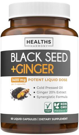 Bso-ginger-60 Healths Harmony Cold-pressed Black Seed Oil Capsules - Vegan Non-gmo Nigella Sativa See