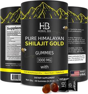 Herbal Bee 640843081776 3 Pack-himalayan Shilajit Gold Gummies Organic Extremely Potent 3000mg F.acid