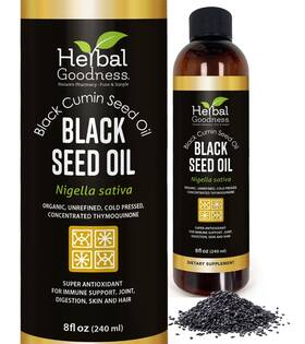 Herbal Goodness 810128952873 Black Seed Oil - Organic Cold Pressed Nigella Sativa Cumin Wi