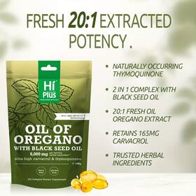 El1165355 Hi Plus Oregano Oil 6000mg Black Seed 200mg Hiplus 300 Softgels Immune Support