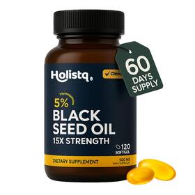 Holistq120cap Holistq Cold Pressed Black Seed Oil Capsules 120 Softgels Nigella Sativa Bl