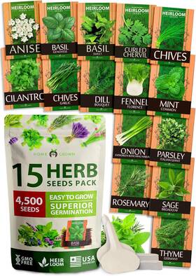Hg15h Home Grown 15 Culinary Herb Seeds - Heirloom And Non Gmo High Germination Rate For