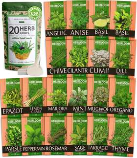 Hg5h Home Grown 5 Herb Seeds Variety Pack - Culinary Garden Basil Lavender Cilantro