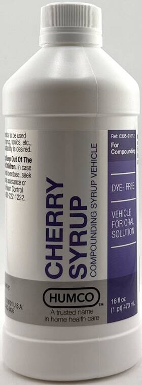59162 Humco Cherry Syrup Vehicle Compounding Liquids Dye-free 16 Fl Oz New Formula