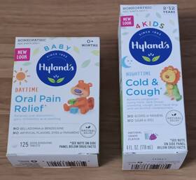 Hylands 354973337718 Oral Pain Relief 125 Tablets Nighttime Cold And Cough Grape Syrup 4oz Lot