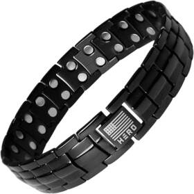 Iheartdogs 445004142111 Hero Company Titanium Magnetic Bracelet - Sherman Tank Track