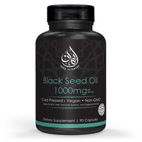 Vli317-01 Iman Vitamins Halal Natural Black Seed Oil Capsules 1000mg Cold Pressed Vegan