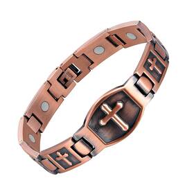 Jecanori 708200285776 Pure Copper Bracelet For Men Ultra Strength Magnetic Cross Bracelets