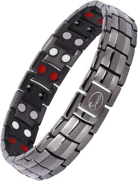 Pu-ti-0119 Jeroot Pulseras Magn Ticas De Titanio Puro Doble Fila Imanes Fuertes Color Plata New