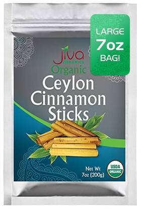 Jiva Organics 744759806536 Organic Ceylon Cinnamon Sticks 7 Ounce Bag From Sri Lanka Raw Vegan Non-gmo