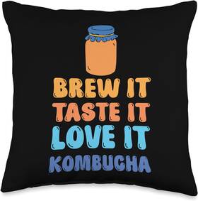 Kombucha Gifts & Supplies 445029587560 Starter Kit Throw Pillow- Brew It Taste Love