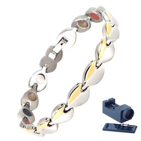 Dwt-s-8212sg-20cm Kyosi Magnetic Bracelet For Women Energy Balance Stainless Steel Links Lad