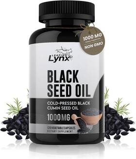 Leaping Lynx 860012445776 Black Seed Oil Capsules 1000mg - Cold-pressed Nigella Sativa Maximum Thymoquinon