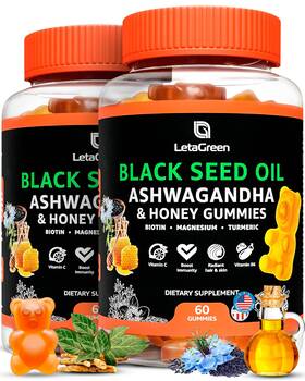 Bsoah-60 Letagreen Black Seed Oil Gummies 500mg With Ashwagandha And Apple Cider Vinegar
