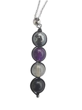 Lfaize 755630295462 Gunmetal Negative Energy Protection Crystal Necklaceempath