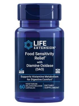Life Extension 737870253365 Food Sensitivity Relief With 60 Count Pack Of 1 Off White