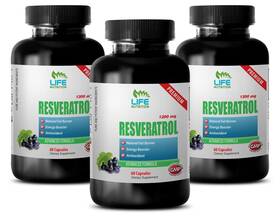 Life Nutrition 788619704037 Natural Fat Burner - Resveratrol 1200mg Brain Boosting Pills 3 Bottles