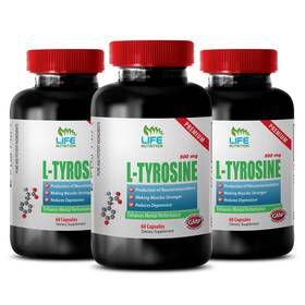 Life Nutrition 788619715408 Anti Anxiety Supplement - L-tyrosine 500mg 3 Bottles Amino Acid