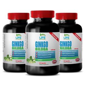 Life Nutrition 788619717808 Ginkgo Extract - Biloba 120mg 3 Bottles Reverse Brain Aging 150 Capsule