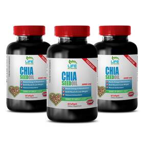 Life Nutrition 788619720037 Weight Loss Supplement - Chia Seed Oil 2000mg Increase Metabolism 3 Bottles