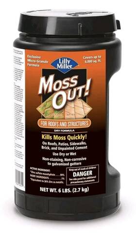 Lilly Miller 070624106150 Moss Out For Roofs Sidewalks Patios Fast Acting Dry Formula 6lb Jug