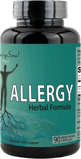 Living Soul Naturals 198168153253 Natural Herbal Allergy And Sinus Relief For Seasonal Pet Allergies 90 Capsules