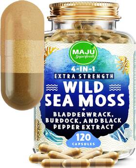 00851870008227 Llc Maju Wild Irish Sea Moss Capsules 120ct Stronger Than Gel 4-in-1 With Bladde