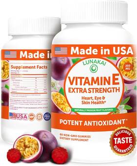 400iu Lunakai 652671426865 Usa Made Vitamin E Gummies With C - Delicious Vegan