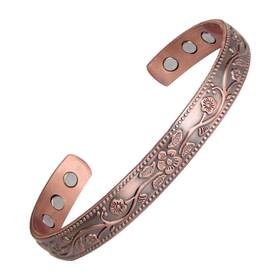 Magenergy 721821482881 Copper Bracelets For Women 99.9% Pure Vintage Flower Magnetic Bangle