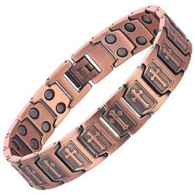 Cb630 Magenergy 722024831322 Copper Bracelet For Men Cross Magnetic With Ultra Strength M