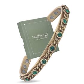 Magenergy 722024831988 Handmade Copper Bracelet With Braided Twisted Wire And Emerald Cz Stones Coppe