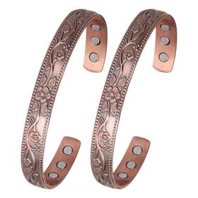 Magenergy 730759535590 Copper Bracelets For Women 99.9% Pure Vintage Flower Magnetic Bangle