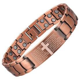 Magenergy 759838889317 Copper Bracelet For Men Cross Magnetic With Ultra Strength M