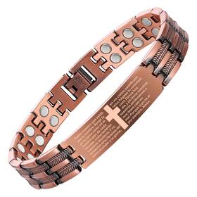 Magenergy 782279486913 Copper Bracelet For Men Pulsera De Cobre Para Hombres Cross Magnetic