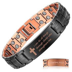Cb590b Magenergy Cb590b- Copper Bracelet For Men Christian Magnetic