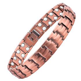 Lokg-062 Magenergy Mens Copper Magnetic Bracelets 9 Inch Link Adjustable 99.9% Pure With Doub