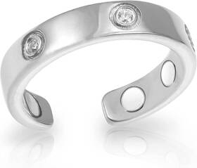 Magnetrx 850026912418 Magnetic Ring For Women Elegant Crystal Magnet Rings Silv