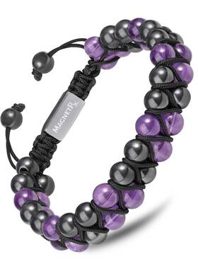 Magnetrx 850026912838 Hematite And Amethyst Bracelet Max Strength Magnetic Bracelets N