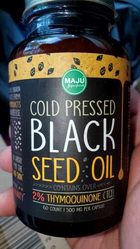 Maju Superfoods 445023967900 Majus Black Seed Oil Capsules - Cold Pressed 2% Thymoquinone 100% Turkish Bla